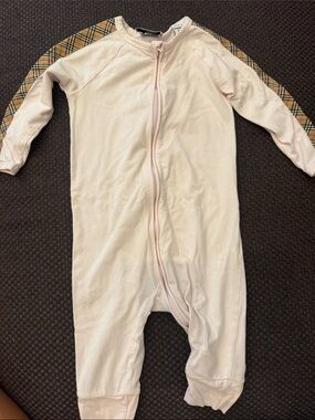 Burberry Light Pink Zip-Front Baby Footie